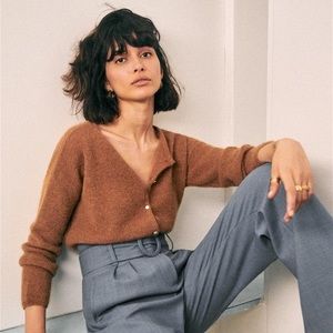 Sezane Gaspard Jumper cardigan sweater button camel mohair alpaca